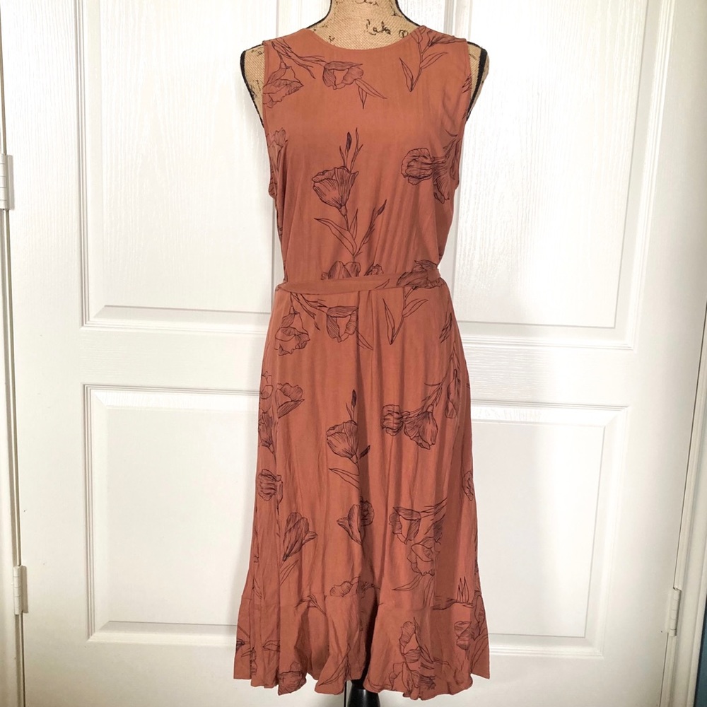 A New Day Clay Poppy Flower Flowy Dress